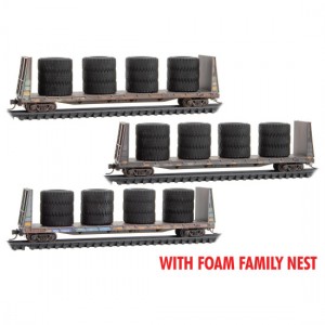 Bulkhead Flat Cars w/Tire Load - Northwestern Oklahoma (3pk)