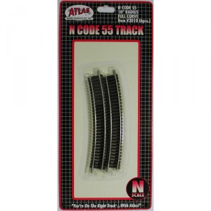 Code 55 Track w/Nickel-Silver Rail & Brown Ties - 10" Radius Full Curve (6pk)