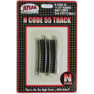 Code 55 Track w/Nickel-Silver Rail & Brown Ties - 11 1/4" Radius Half Curve (6pk)