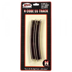 Code 55 Track w/Nickel-Silver Rail & Brown Ties - 12 1/2" Radius Full Curve (6pk)