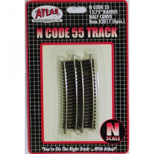 Code 55 Track w/Nickel-Silver Rail & Brown Ties - 13 3/4" Radius Half Curve (6pk)