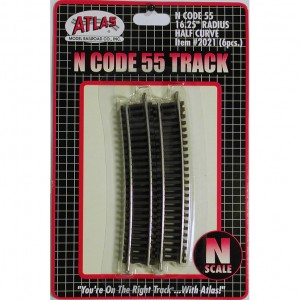 Code 55 Track w/Nickel-Silver Rail & Brown Ties - 16 1/4" Radius Half Curve (6pk)