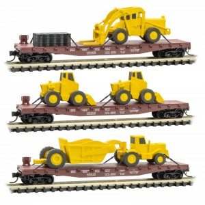 Flat Cars w/Construction Loads - Pennsylvania Railroad (3pk)