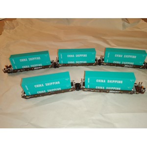 Gunderson Maxi I Double Stack Car - BNSF w/China Shipping Containers  (5pk)