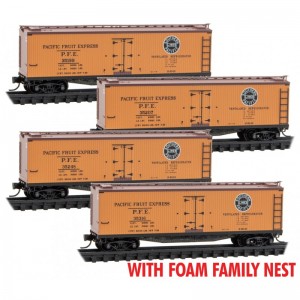 Wood Refrigerator Cars - Pacific Fruit Express (4pk)